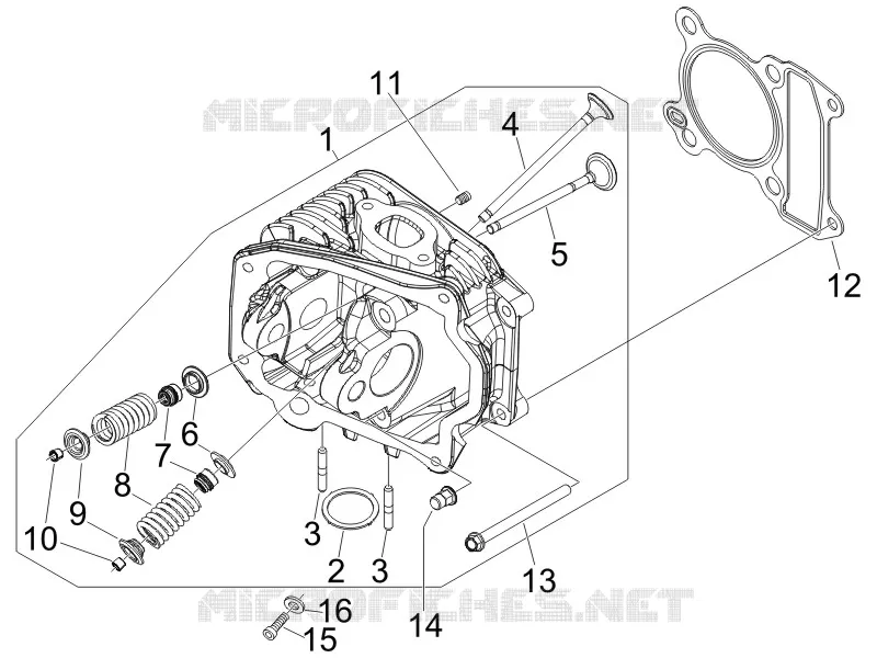 Ensemble culasse - Soupape PIAGGIO PIAGGIO-SCOOTER 50 FLY 2014  Fly 4T 2V