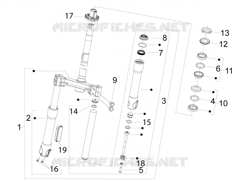 Fourche/tube direction - Ensemble butée dir. PIAGGIO PIAGGIO-SCOOTER 50 FLY 2013  Fly 4T 2V