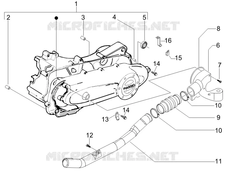 Couvercle carter - Refoidissement carter PIAGGIO PIAGGIO-SCOOTER 50 FLY 2017  Fly 4T 2V 25-30Km/h