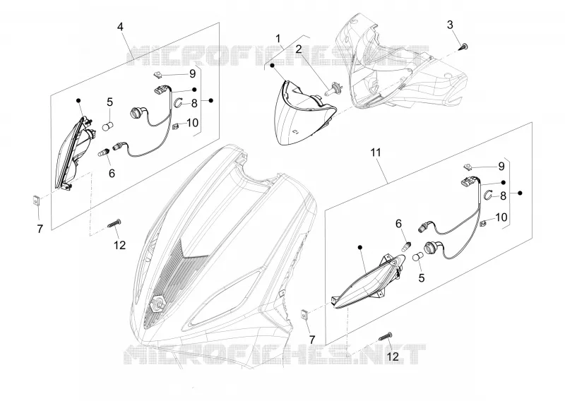 Eclairages avant - Clignotants PIAGGIO PIAGGIO-SCOOTER 50 FLY 2013  Fly 4T 2V 25-30Km/h