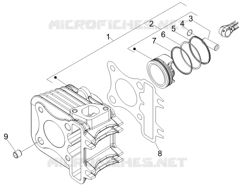 Groupe cylindre-piston-axe PIAGGIO PIAGGIO-SCOOTER 50 FLY 2016  Fly 4T 2V 25-30Km/h