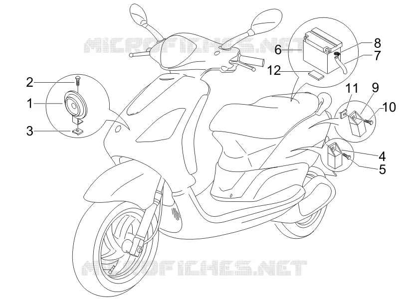 Relais - Batterie - Avertisseur sonore PIAGGIO PIAGGIO-SCOOTER 50 FLY 2011  Fly 4T 4V
