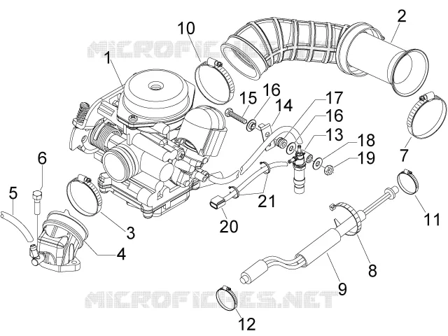 Carburateur complet - Raccord d'admission PIAGGIO PIAGGIO-SCOOTER 50 FLY 2013  Fly 4T 4V