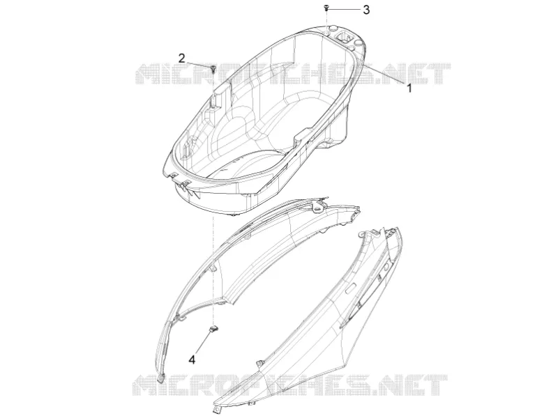 Logement casque - Dessous de selle PIAGGIO PIAGGIO-SCOOTER 50 FLY 2012  Fly 4T 4V