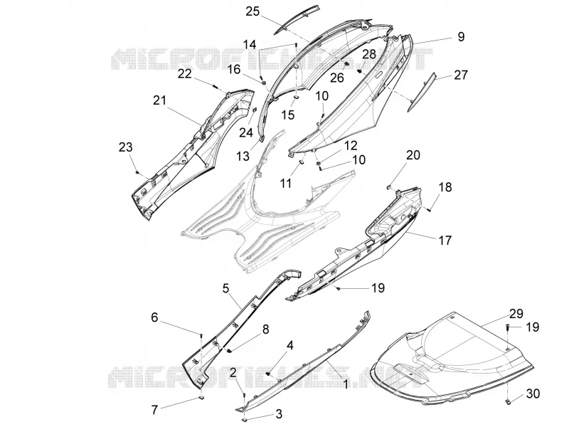 Couvertures laterales - Spoiler PIAGGIO PIAGGIO-SCOOTER 50 FLY 2013  Fly 4T 4V