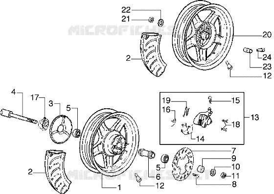 Roue AV.-Roue AR. PIAGGIO PIAGGIO-SCOOTER 50 DIESIS Other year  Diesis