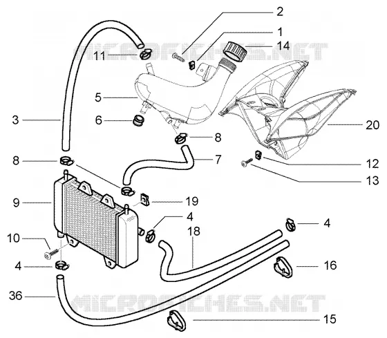 Installation de refroidissement PIAGGIO PIAGGIO-SCOOTER 50 NRG Before 200  NRG Power DD