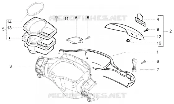 Compteur kilometrique - couvercle du guidon PIAGGIO PIAGGIO-SCOOTER 50 NRG Before 200  NRG Power DT