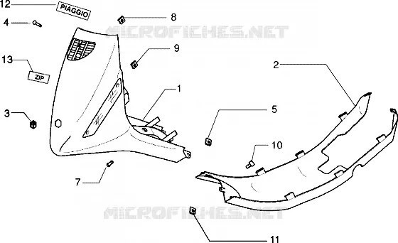 Tablier-Spoiler PIAGGIO PIAGGIO-SCOOTER Electric ZIP Before 200  Zip elettrico