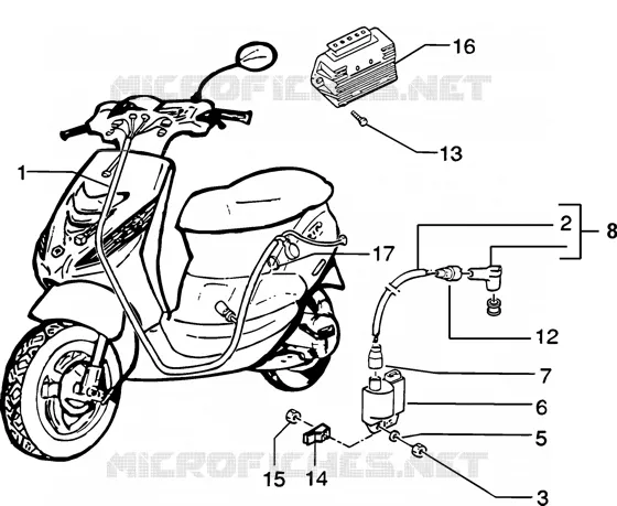 Bobine h.t.-Regulateur PIAGGIO PIAGGIO-SCOOTER 50 ZIP Before 200  Zip SP H2O