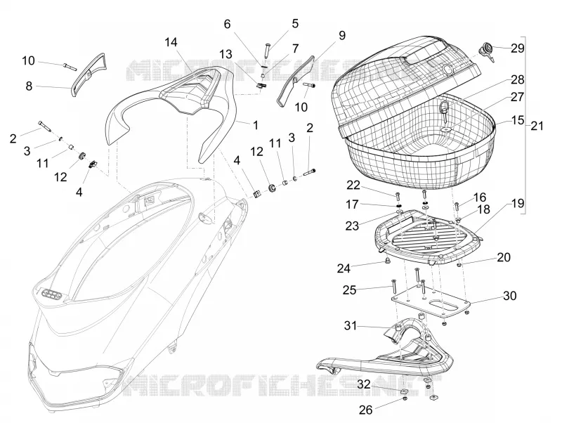 Porte-bagages arrière PIAGGIO PIAGGIO-SCOOTER 125 LIBERTY 2009  Liberty 4T 2V E3