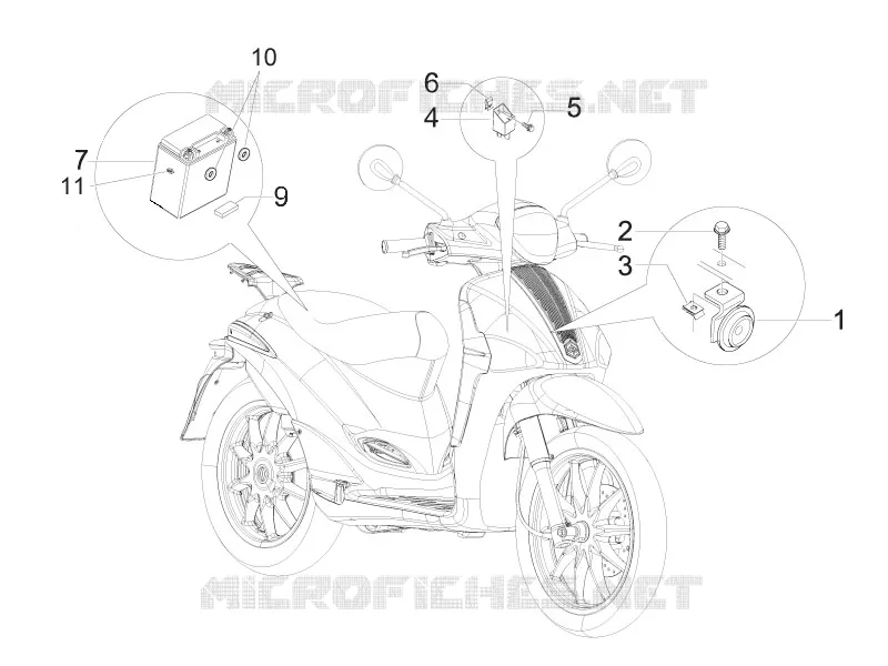 Relais - Batterie - Avertisseur sonore PIAGGIO PIAGGIO-SCOOTER 125 LIBERTY 2009  Liberty 4T 2V E3