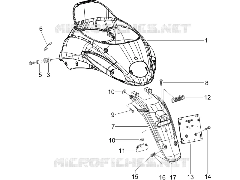 Couvercle arrière - Pare-boue PIAGGIO PIAGGIO-SCOOTER 125 LIBERTY 2012  Liberty 4T 2V ie PTT