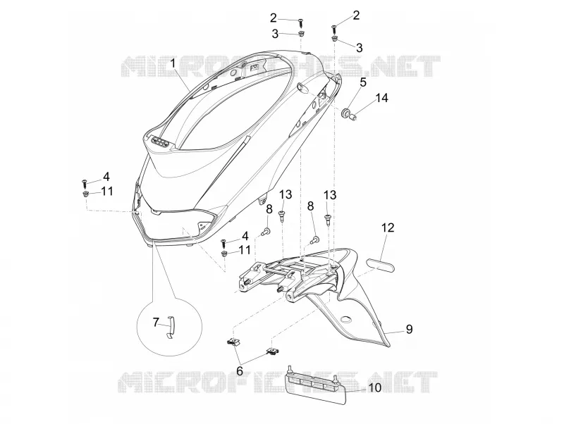 Couvercle arrière - Pare-boue PIAGGIO PIAGGIO-SCOOTER 125 LIBERTY 2013  Liberty 4T 3V ie E3
