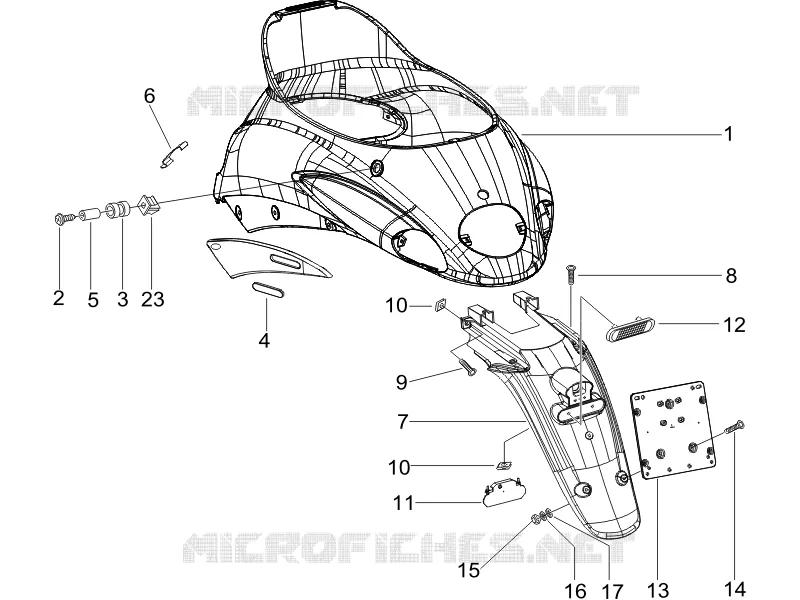 Couvercle arrière - Pare-boue PIAGGIO PIAGGIO-SCOOTER 125 LIBERTY 2015  Liberty 4T 