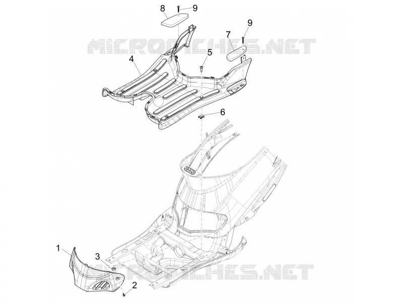 Protection centrale - Repose-pieds PIAGGIO PIAGGIO-SCOOTER 125 LIBERTY 2009  Liberty 4T Delivery E3