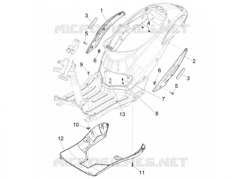 Couvertures laterales - Spoiler PIAGGIO PIAGGIO-SCOOTER 125 LIBERTY 2013  Liberty 4T PTT E3 (E)