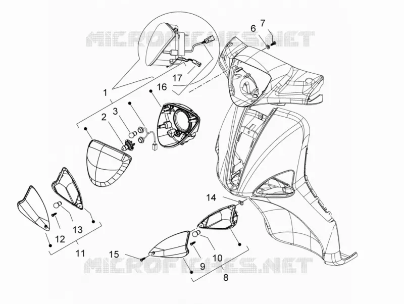Eclairages avant - Clignotants PIAGGIO PIAGGIO-SCOOTER 125 LIBERTY 2011  Liberty 4T PTT E3 (E)