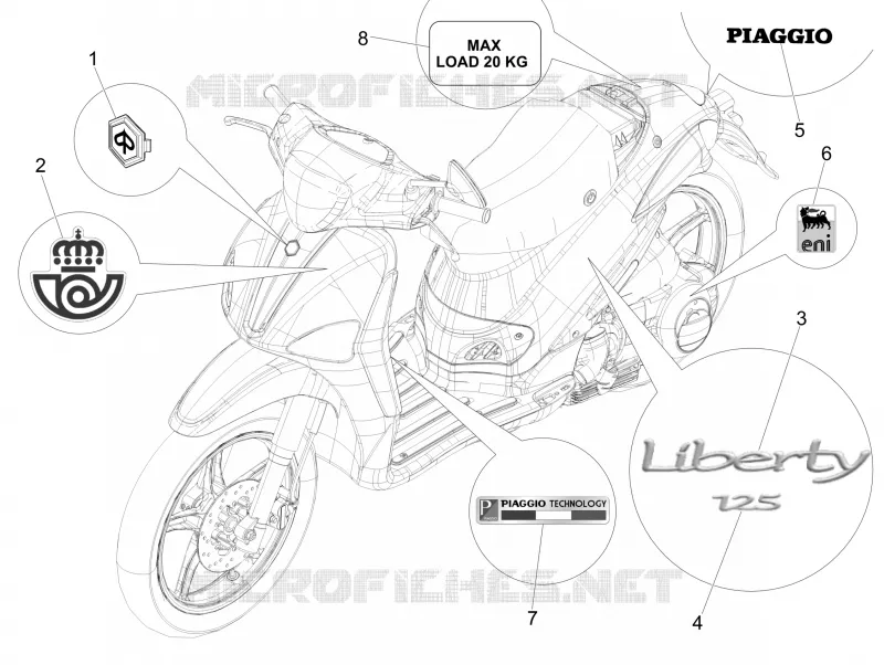Monogrammes - Decorations PIAGGIO PIAGGIO-SCOOTER 125 LIBERTY 2007  Liberty 4T PTT E3 (E)