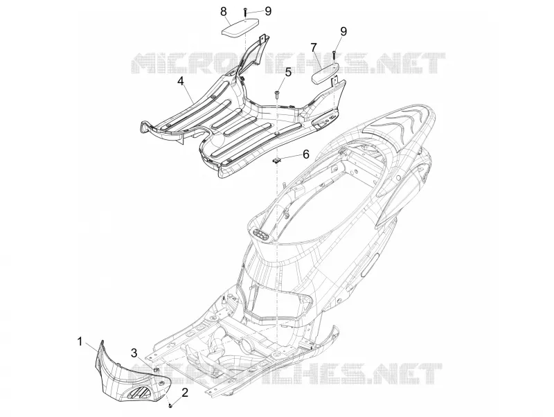 Protection centrale - Repose-pieds PIAGGIO PIAGGIO-SCOOTER 125 LIBERTY 2015  Liberty 4T PTT E3 (E)