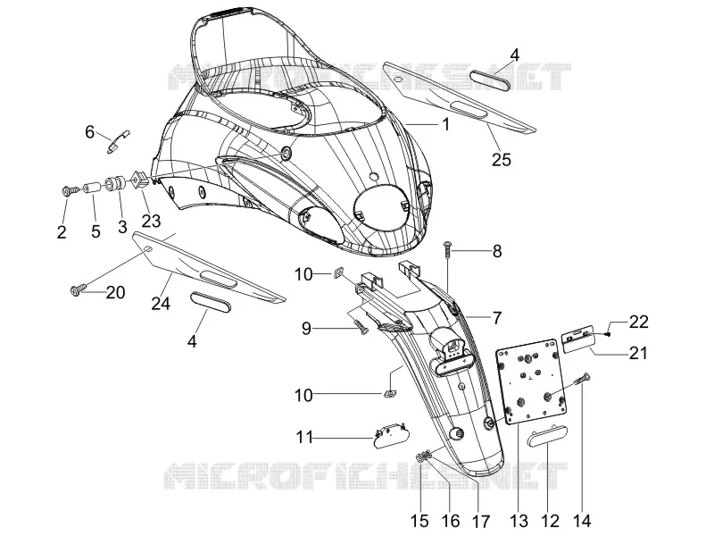 Couvercle arrière - Pare-boue PIAGGIO PIAGGIO-SCOOTER 125 LIBERTY 2006  Liberty 4T Sport E3