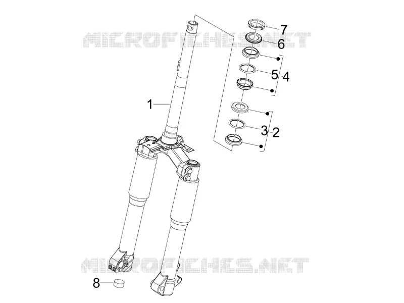 Fourche/tube direction - Ensemble butée dir. PIAGGIO PIAGGIO-SCOOTER 125 LIBERTY 2006  Liberty 4T Sport E3