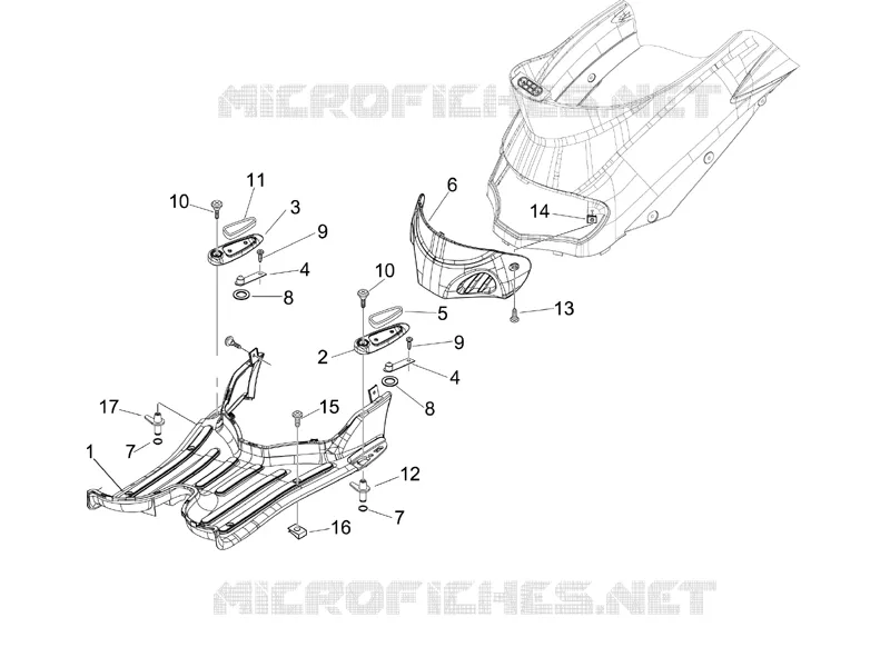 Protection centrale - Repose-pieds PIAGGIO PIAGGIO-SCOOTER 125 LIBERTY 2008  Liberty 4T Sport E3