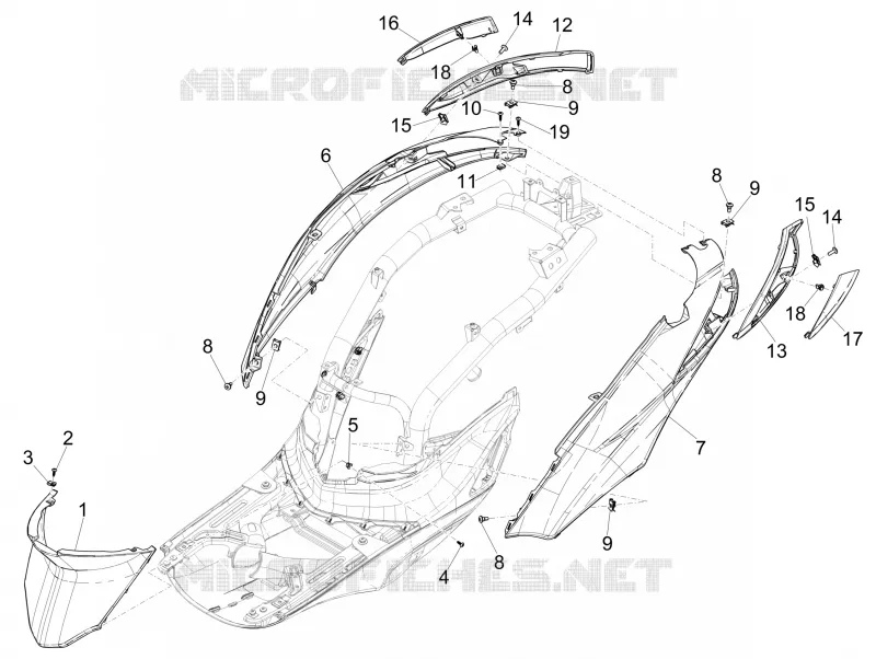Couvertures laterales - Spoiler PIAGGIO PIAGGIO-SCOOTER 125 LIBERTY 2015  Liberty iGet 4T 3V ie ABS