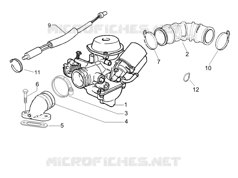 Carburateur complet - Raccord d'admission PIAGGIO PIAGGIO-SCOOTER 200 LIBERTY 2008  Liberty 4T E3