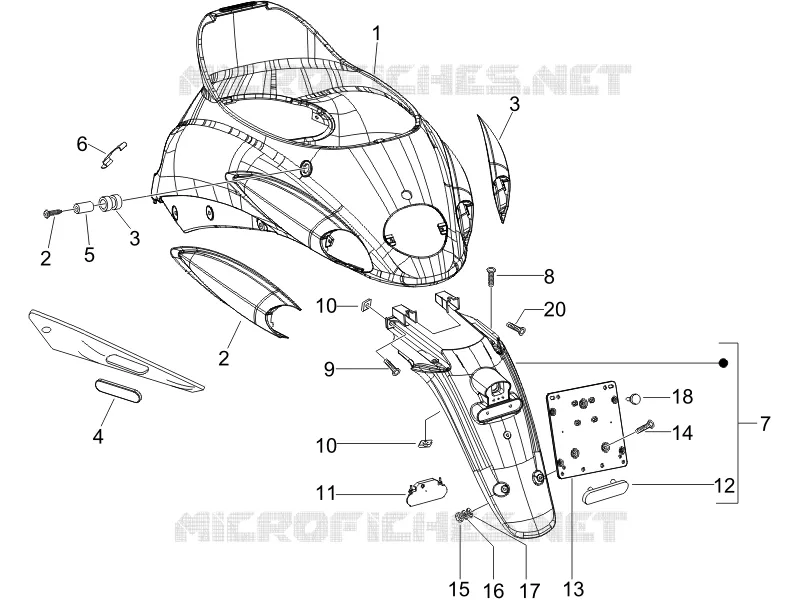 Couvercle arrière - Pare-boue PIAGGIO PIAGGIO-SCOOTER 200 LIBERTY 2006  Liberty 4T Sport
