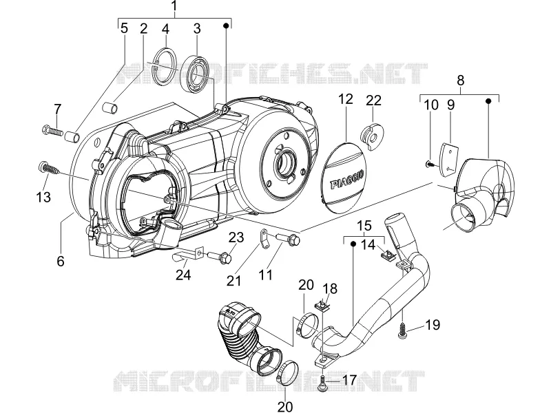 Couvercle carter - Refoidissement carter PIAGGIO PIAGGIO-SCOOTER 200 LIBERTY 2007  Liberty 4T Sport E3