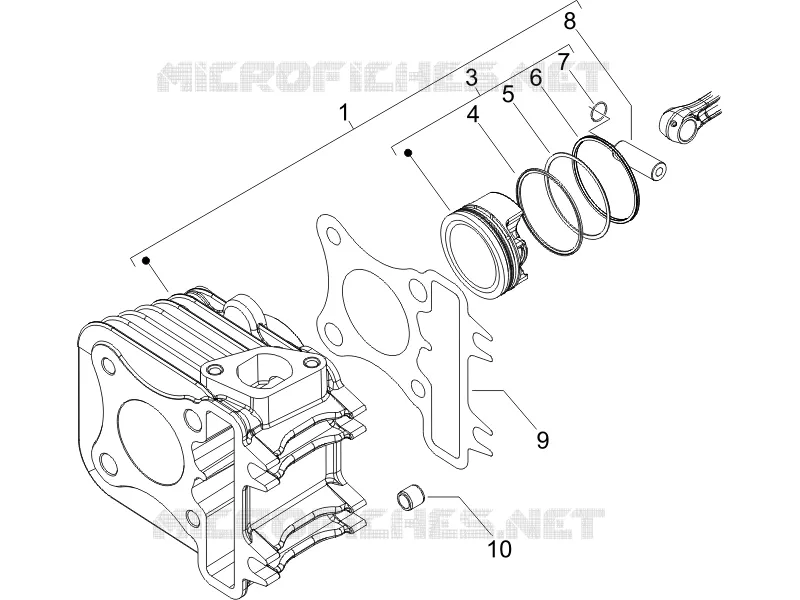 Groupe cylindre-piston-axe PIAGGIO PIAGGIO-SCOOTER 50 LIBERTY 2008  Liberty 4T