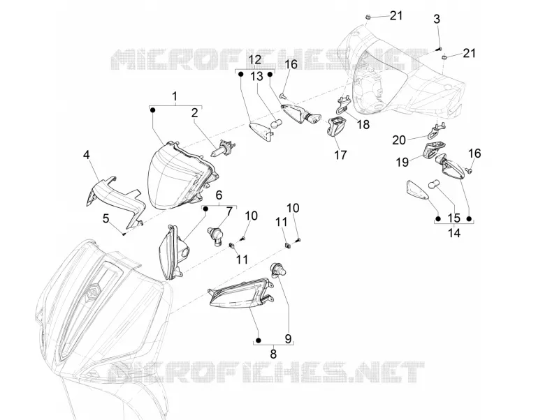 Eclairages avant - Clignotants PIAGGIO PIAGGIO-SCOOTER 50 LIBERTY 2022  Liberty 4T 3V