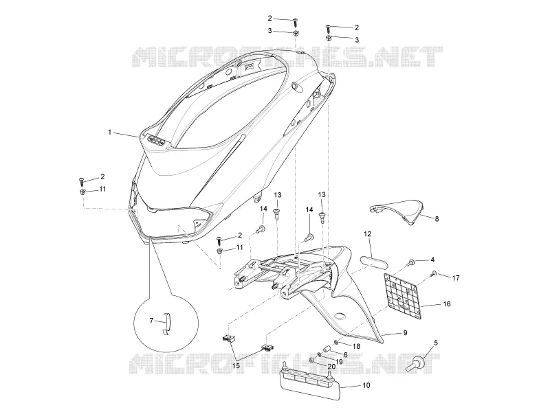 Couvercle arrière - Pare-boue PIAGGIO PIAGGIO-SCOOTER 50 LIBERTY 2012  Liberty 4T MOC