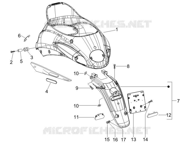 Couvercle arrière - Pare-boue PIAGGIO PIAGGIO-SCOOTER 50 LIBERTY 2016  Liberty 4T PTT (B-NL)