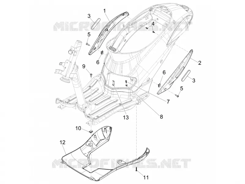 Couvertures laterales - Spoiler PIAGGIO PIAGGIO-SCOOTER 50 LIBERTY 2011  Liberty 4T PTT