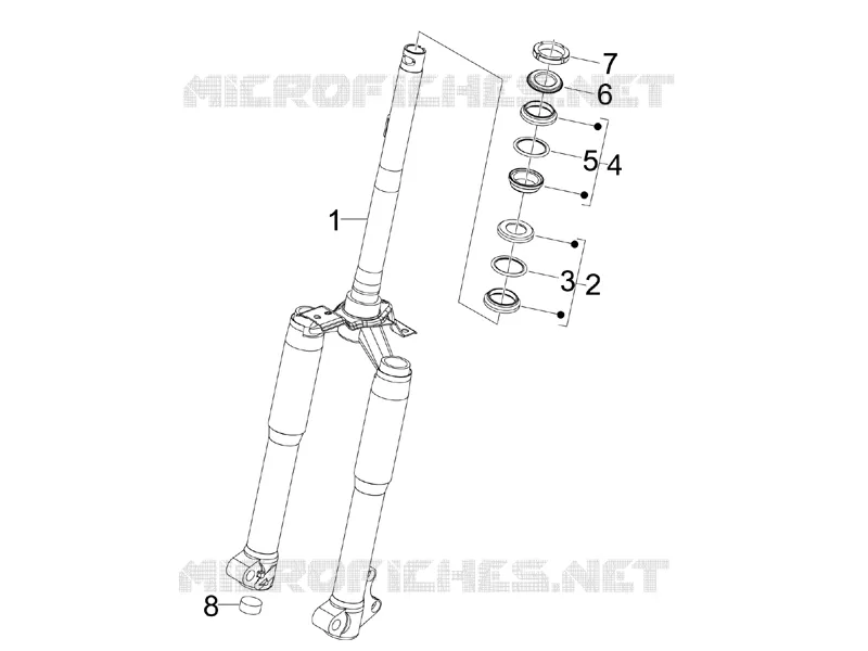 Fourche/tube direction - Ensemble butée dir. PIAGGIO PIAGGIO-SCOOTER 50 LIBERTY 2008  Liberty 4T Sport