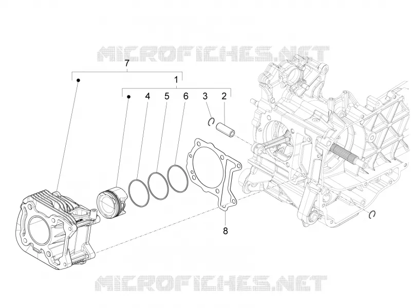 Groupe cylindre-piston-axe PIAGGIO PIAGGIO-SCOOTER 50 LIBERTY 2012  Liberty 4T 