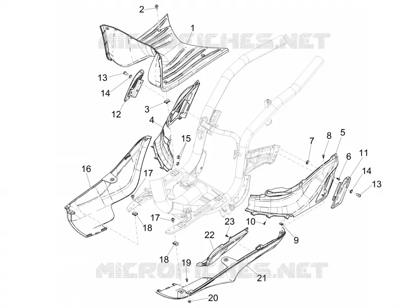 Protection centrale - Repose-pieds PIAGGIO PIAGGIO-SCOOTER 50 LIBERTY 2017  Liberty iGet 4T 3V