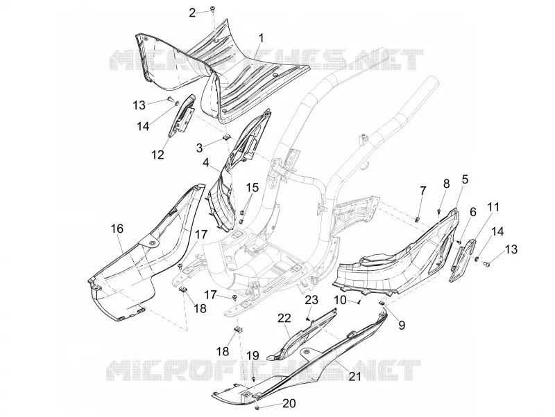 Protection centrale - Repose-pieds PIAGGIO PIAGGIO-SCOOTER 50 LIBERTY 2016  Liberty iGet 4T 3V 25km/h