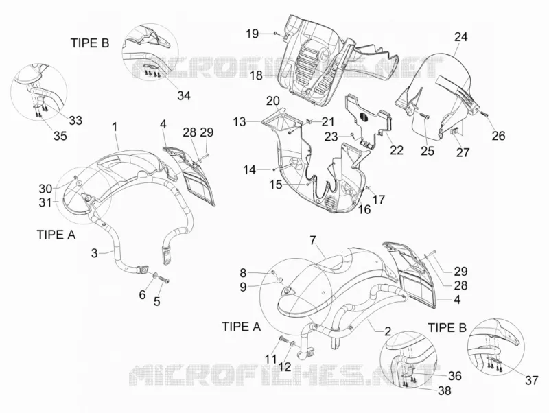 Logement roue - Garde boue PIAGGIO PIAGGIO-SCOOTER 125 MP3 2008  MP3
