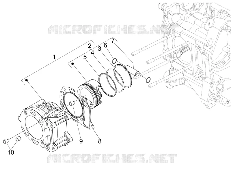Groupe cylindre-piston-axe PIAGGIO PIAGGIO-SCOOTER 125 MP3 2009  MP3 ie