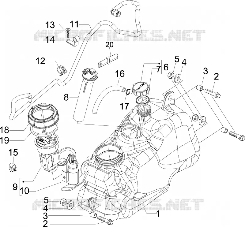 Réservoir carburant PIAGGIO PIAGGIO-SCOOTER 125 MP3 2009  MP3 ie
