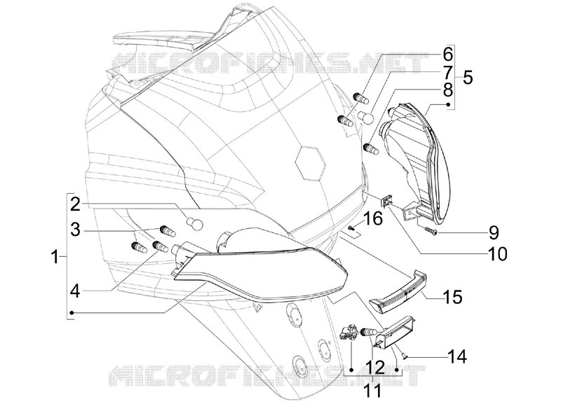 Eclairages arrière - Clignotants PIAGGIO PIAGGIO-SCOOTER 250 MP3 2010  MP3 ie MIC