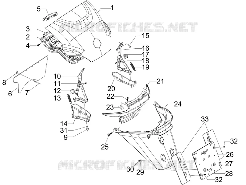 Couvercle arrière - Pare-boue PIAGGIO PIAGGIO-SCOOTER 250 MP3 2008  MP3 ie MIC