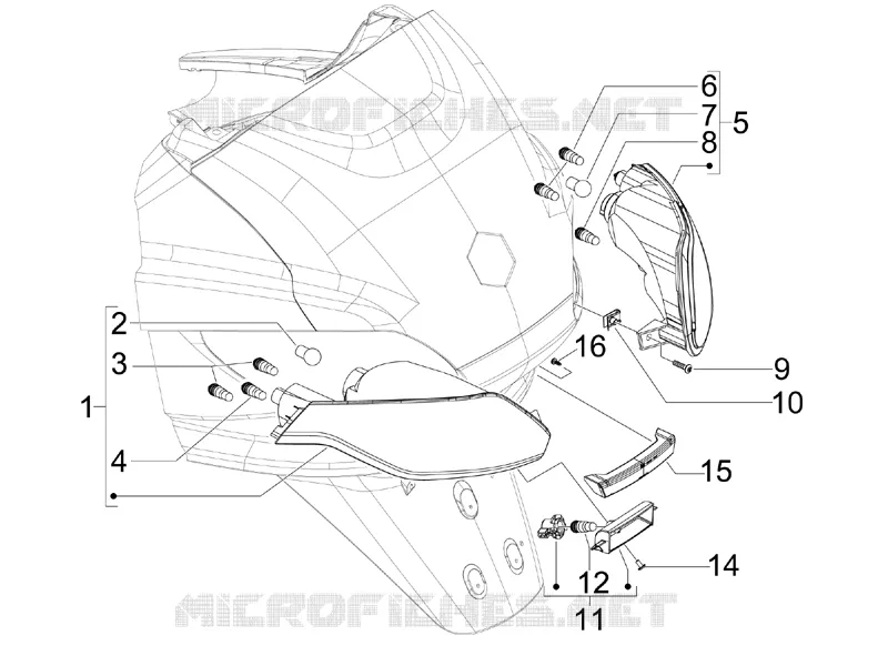 Eclairages arrière - Clignotants PIAGGIO PIAGGIO-SCOOTER 250 MP3 2009  MP3 ie MIC