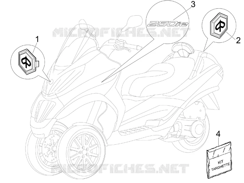 Monogrammes - Decorations PIAGGIO PIAGGIO-SCOOTER 250 MP3 2008  MP3 ie MIC