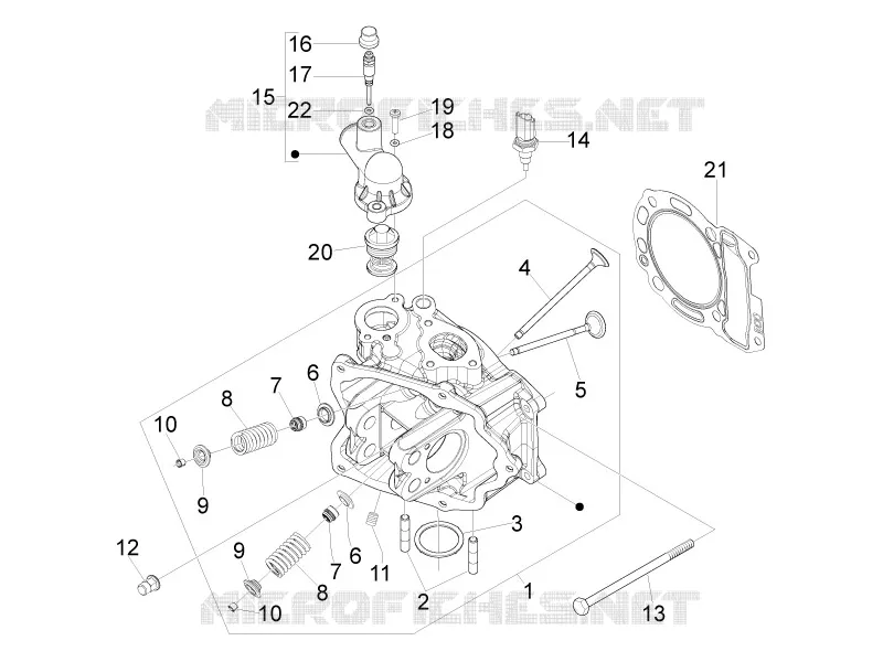 Ensemble culasse - Soupape PIAGGIO PIAGGIO-SCOOTER 300 MP3 2010  MP3 4T 4V ie ERL Ibrido