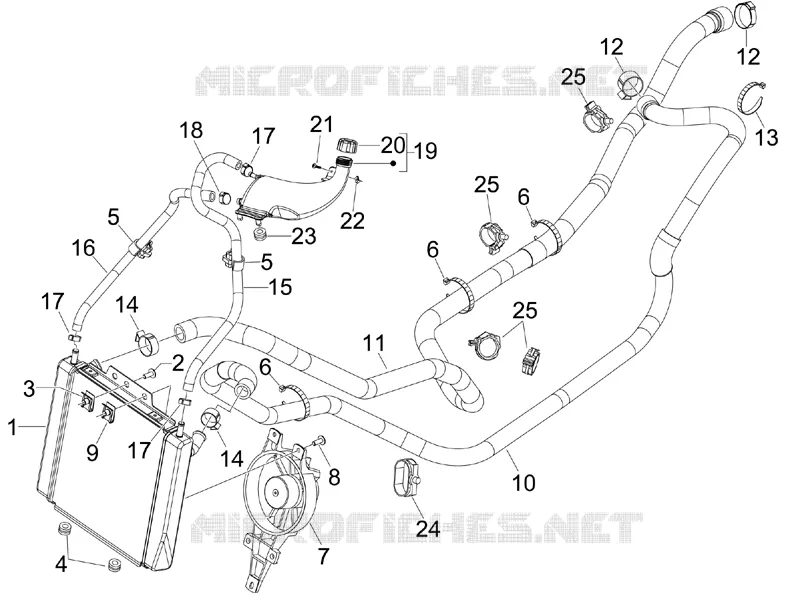 Instalation de refoidissement PIAGGIO PIAGGIO-SCOOTER 300 MP3 2010  MP3 4T 4V ie ERL Ibrido