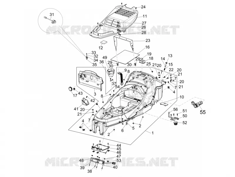 Logement casque - Dessous de selle PIAGGIO PIAGGIO-SCOOTER 300 MP3 2010  MP3 4T 4V ie ERL Ibrido